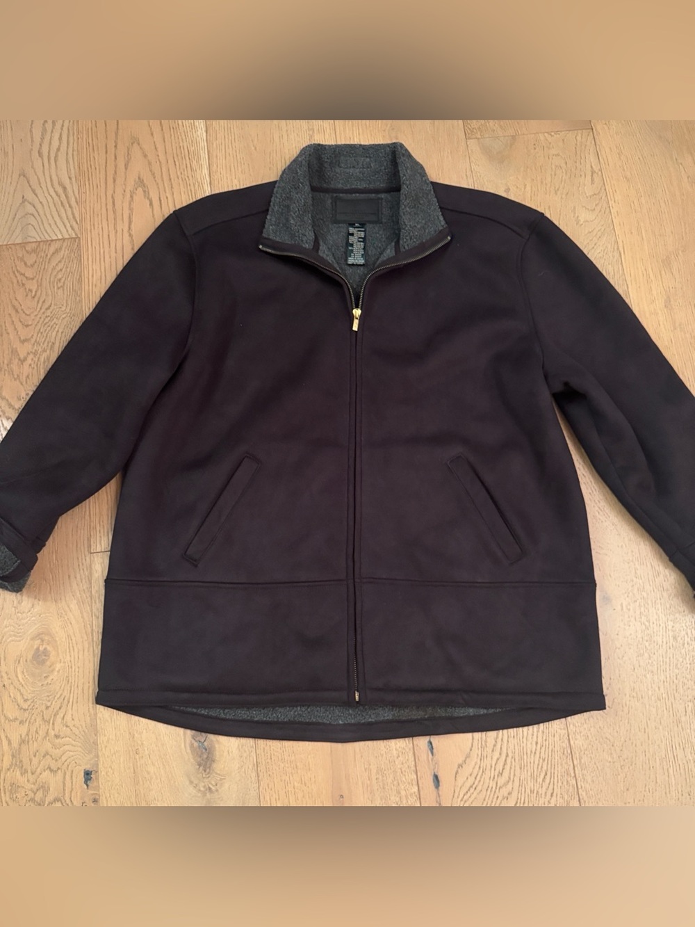 Lauren Ralph Lauren men’s charcoal black Faux Shearling zip up jacket Coat